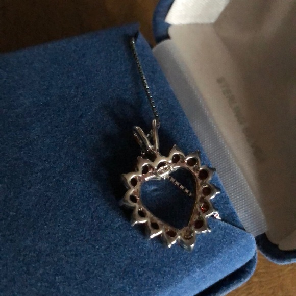 Sterling Silver Garnet Heart Necklace - Picture 5 of 7